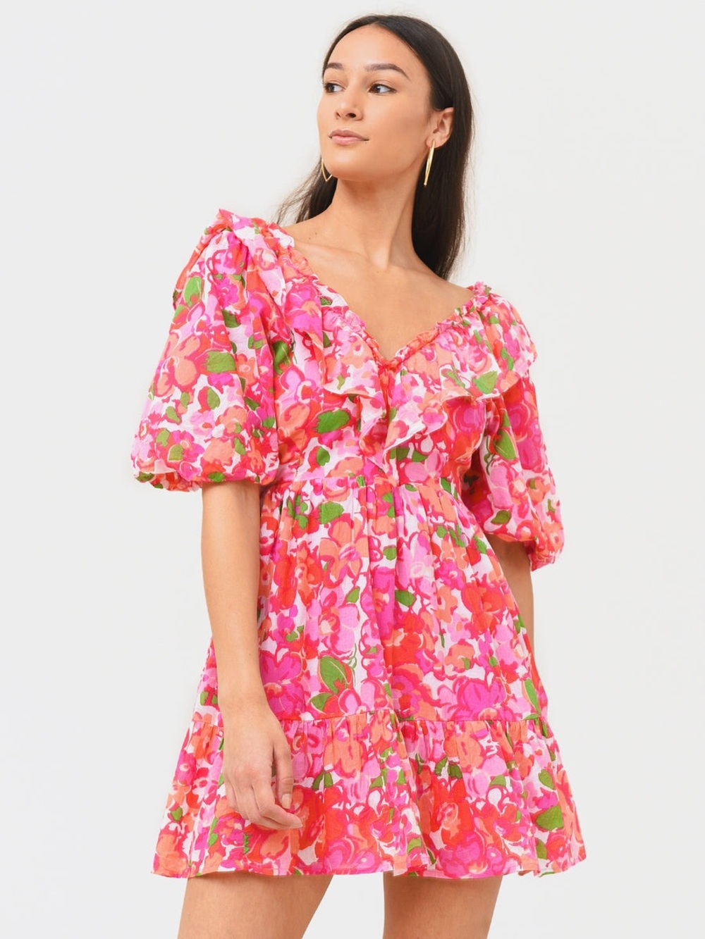 Banjanan Scorpio dress in techni floral magenta